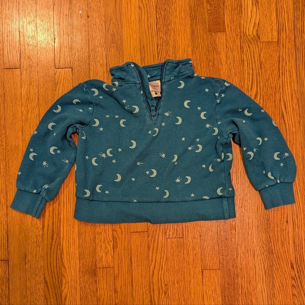 Hanna Andersson Teal Moon and Star Zip Pullover